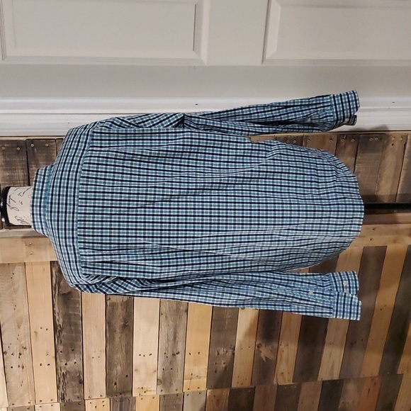 XL IZOD button down shirt Navy and green, skim fit - Picture 4 of 5
